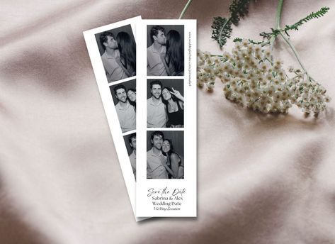 Polaroid Invitation Wedding, Film Save The Date, Wedding Invitations Polaroid, Photo Booth Strip Save The Date, Diy Photo Strip, Photo Strip Wedding Invitations, Photobooth Wedding Invitations, Photo Booth Wedding Invitations, Photostrip Save The Date