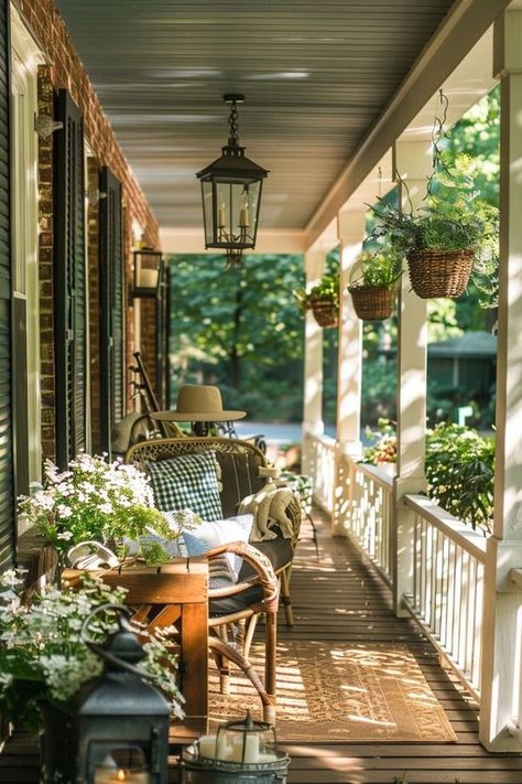 Porch Styling Ideas, Verandah Decor, Enclosed Sunroom, Porch Styling, Pretty Porches, Summer Front Porch Decor, Porch Life, Cottage Porch, Porch Sitting