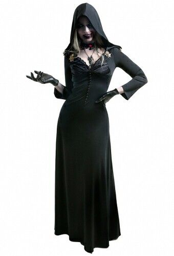 Long Dress Halloween Costume, Goth Halloween Costume, Vampire Cosplay, Resident Evil 8, V Neck Long Sleeve Dress, Vampire Halloween Costume, Vampire Costumes, Vampire Clothes, Hallowen Ideas