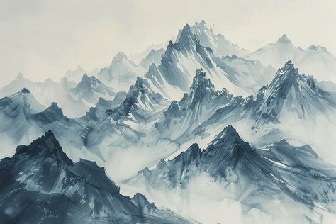 #ChineseInkPainting #ColossalMountainRange #Minimalist #FewColors #3:2AspectRatio #TheCandie Chinese Mountains Photography, Chinese Mountains, Chinese Ink Painting, Inspirational Digital Art, Mountain Drawing, Phone Inspo, Chinese Landscape, Chinese Ink, Watercolor Mountains