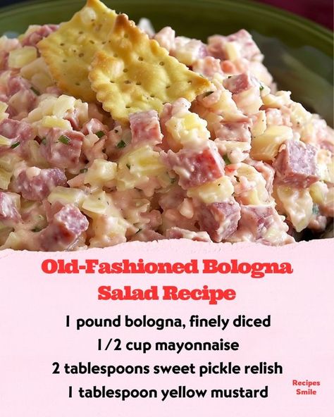 Blooming Bologna Recipe, Baloney Recipes, German Bologna Salad, Bologna Salad Recipe, Old Fashioned Bologna Salad, Ground Bologna Sandwich Spread, Bologna Salad, Pickle Relish Recipe, Sweet Pickle Relish