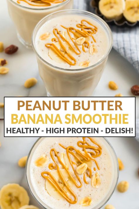 This peanut butter banana smoothie is good for you but tastes like a treat! Made with peanut butter, banana and yogurt, it's creamy, protein rich and filling. Because it will keep you full, it's a great smoothie for weight loss and healthy breakfasts. #wellplated #smoothies Peanut Butter Banana Smoothie With Oats, Smoothie Recipes Healthy Banana, Smoothies To Make With Banana, Smoothie Recipes Peanut Butter Banana, Smoothie With Banana And Peanut Butter, Banana Yoghurt Smoothie, Peanut Butter Yogurt Smoothie, Best Peanut Butter Smoothie Recipes, Peanut Butter And Banana Smoothie Recipe