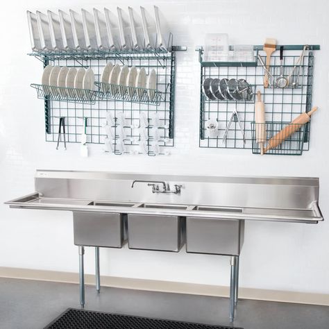 Three Compartment Sink, Bar Restaurant Design, Commercial Kitchen Design, Architecture Restaurant, Commercial Sink, Sink Bowl, Bakery Kitchen, Design Café, Classic Kitchen