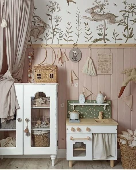 Vintage Aesthetic Nursery, Fairytale Toddler Room, Whimsical Garden Bedroom, Cottage Girl Nursery, Cottagecore Nursery Fairy, Vintage Inspired Nursery Girl, Whimsical Toddler Room, Small Toddler Bedroom Girl, Toddler Fairy Room