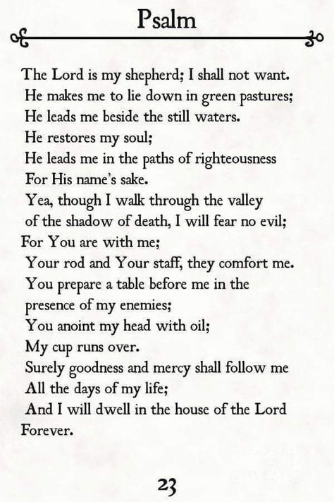 The 23rd Psalm, 23rd Psalm, Surely Goodness And Mercy, Printable Prayers, Words Of Jesus, Lord God, Our Savior, Psalm 23, God Prayer