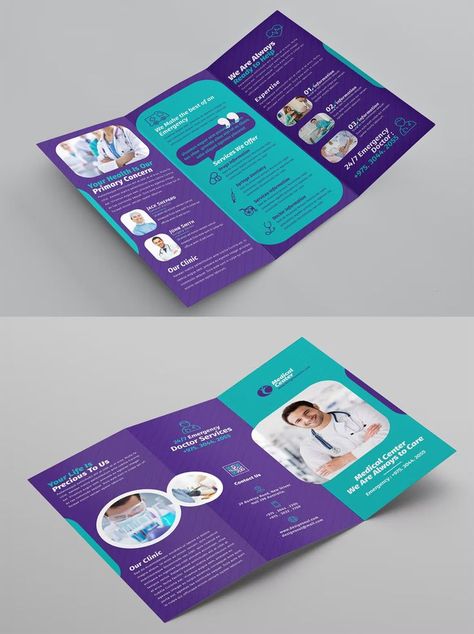 Medical Trifold Brochure Template InDesign INDD & IDML Medical Catalog Design, Medical Brochure Design, Health Brochure, Beauty Brochures, Leaflet Layout, Leaflet Template, Medical Brochure, Brochure Design Creative, Business Brochure Design