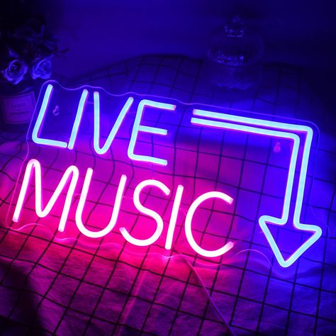 Live Music Neon Sign Music Neon Lights Letters Neon Light Sign Neon Bar Sign Light up Sign for Beer Bar,Music Studio,Bedroom Wall Decor,Party,Club (Bule Pink) Music Studio Bedroom, Music Neon Sign, Music Neon, Music Bedroom, Pink Neon Lights, Bar Music, Neon Bar Signs, Music Signs, Light Up Signs