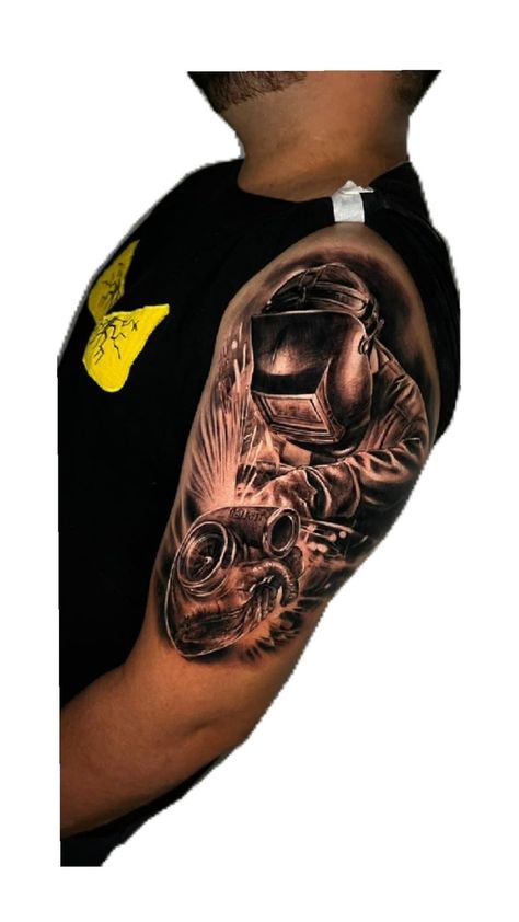 Tattoo welding  Welder  Soldador Tattoo Ideas Random, Welder Tattoo, Welding Tattoo, A Tattoo Ideas, A Tattoo, Tatting, Tattoo Designs, Tattoo Ideas, Tattoos