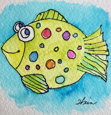 Whimsical Fish Art, Whimsical Watercolor Art, Whimsical Art Illustrations, Whimsical Art Drawings, Whimsical Fish, Whimsy Art, Whimsical Art Paintings, Learn Watercolor Painting, Whimsical Watercolor