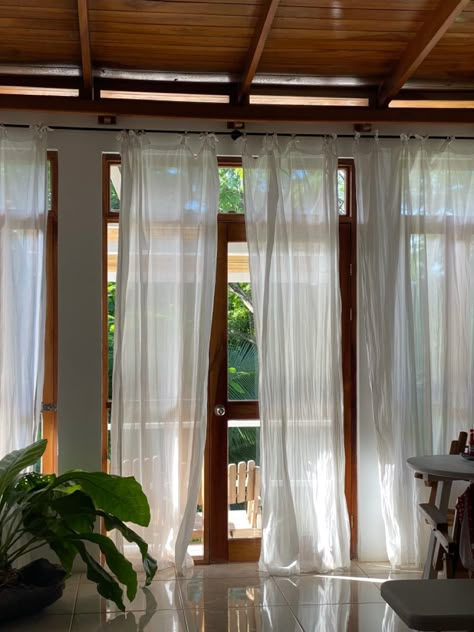 #travel #curtain #tropical #homedesign Curtains Mediterranean Style, Bali Style Curtains, Tropical Curtains Bedroom, Caribbean Interior Design Tropical Style, Carribean House Interior, Bali Curtains, Caribbean Homes Interiors, Beach House Closet, House Puerto Rico