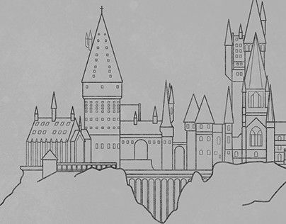 Castle Line Drawing, Castle Line Art, Hogwarts Castle Drawing, Weekend Creative, Harry Potter Sketch, Harry Potter Castle, Classe Harry Potter, Harry Potter Art Drawings, Harry Potter Painting