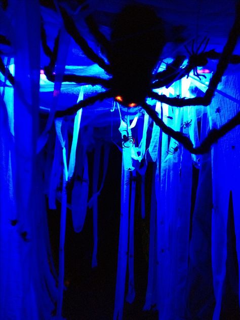 Black Light Halloween Decorations, Haunted Hallway, Halloween Hallway Ideas, Halloween Hallway, Haunted Hallway Ideas, Haunted House Halloween Party, Halloween Maze, Hal Decor, Scary Decorations