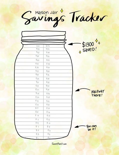 Mason Jar Savings Challenge FREE Printable - How to effortlessly save $1300 in one year! #bulletjournal #bulletjournaling #saving #challenge #masonjar #save #savemoney #money #freeprintable Mason Jar Saving Money, Vacation Fund Jar, Printable Jar Labels, Money Challenges, Money Envelope System, 52 Week Money Challenge, Money Saving Jar, Organize Ideas, Printable Money