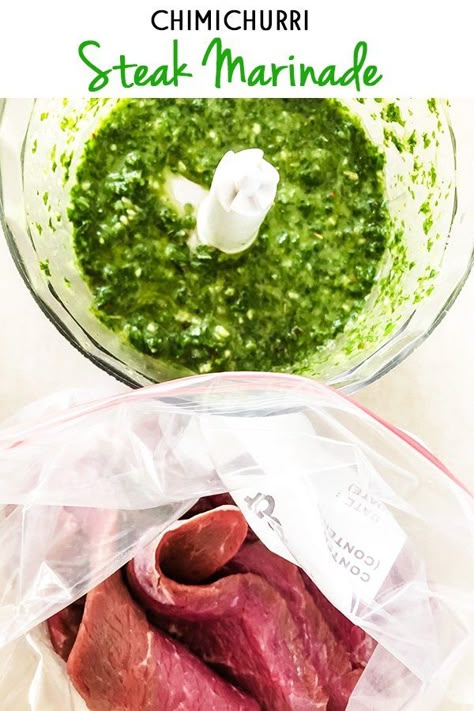 This Chimichurri marinade is a versatile, flavourful and delicious marinade!  Perfect for inexpensive cuts of beef, but it's also delicious for chicken! Chimichurri Marinade, Flank Steak Chimichurri, Vacation Recipes, Inexpensive Recipes, Chimichurri Steak, Summer Plan, Steak Marinade Recipes, Cuts Of Beef, Beef Marinade