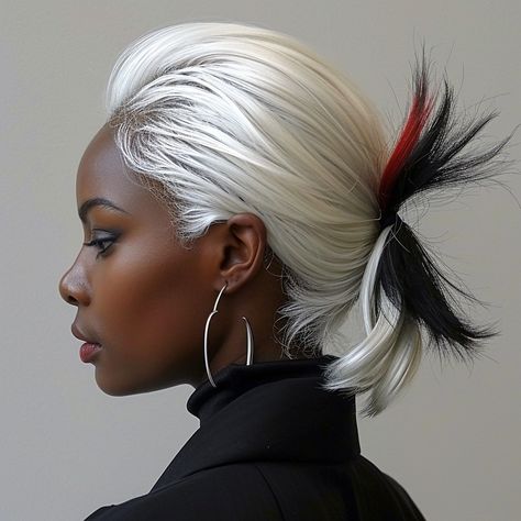 Explore White Hair Black Women, Dyed White Hair, Cyberpunk Hair, Aespa Whiplash, Colorful Hairstyles, High Fashion Hair, Hair Arrange, Hair Reference, Hair Inspiration Color