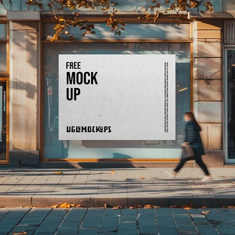 Free Storefront Poster Mockup PSD Digital Billboard, Poster Mockup Psd, Free Poster, Large Poster, Branding Mockups, Poster Mockup, Environmental Graphics, Advertising Photography, Mockup Free Psd