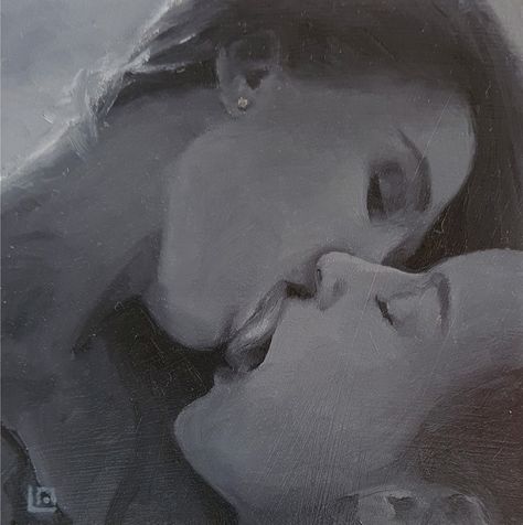 Linda Delahaye The Kiss #6 oil on panel 5 x 5 x 1.50 in $600 Poses For Art Reference, Stock Poses, Poses For Art, Pencil Art Love, Hot Love Quotes, Best Workout Plan, Romantic Quotes For Her, Creative Soul, Feeling Pictures