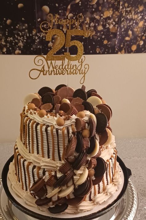 Silver Anniversary Cake Ideas, Anniversary Cake Chocolate, 25th Wedding Anniversary Cake, Silver Wedding Anniversary Cake, 25th Anniversary Cake, 25th Wedding Anniversary Cakes, 25 Anniversary Cake, 24th Anniversary, Wedding Anniversary Cake