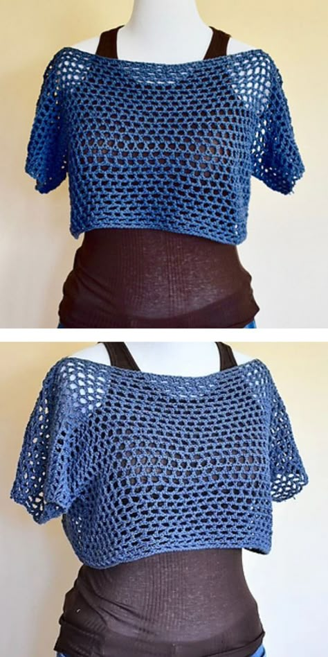 Crochet Shirt Free Pattern, Crochet Shirt Pattern, Crochet Mesh Top, Mesh Top Outfit, One Skein Crochet, Crochet Tee, Crochet Shrug Pattern, Crochet Crop Top Pattern, Crochet T Shirts