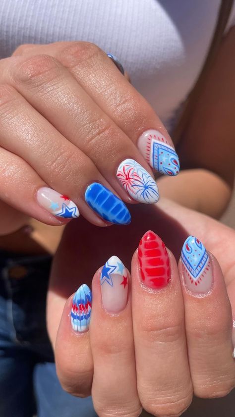 Fourth Of July Nails Blooming Gel, Fourth Of July Fourth Of July Nails, Fourth Of July Nail Inspiration, 4th Of July Nail Inspiration, 4th Of July Nails Blooming Gel, 24th Of July Nails, Simple Fourth Of July Nails Almond, 4th Of July Nails Ideas, Nail Ideas Fourth Of July