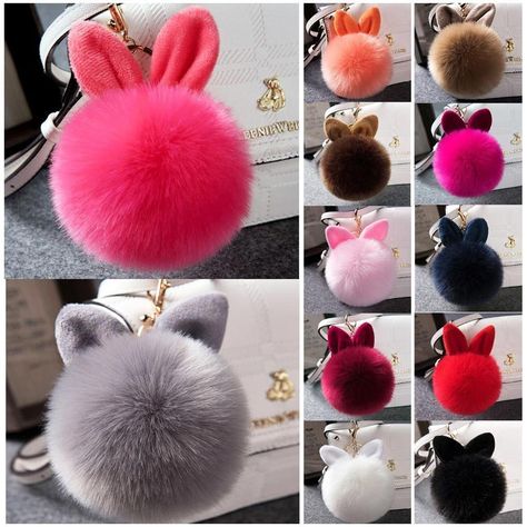 Fluffy Rabbit, Fur Keychain, Faux Fur Bag, Pom Pom Keychain, Fluffy Bunny, Car Key Ring, Creation Couture, Bunny Toys, Handbag Charms