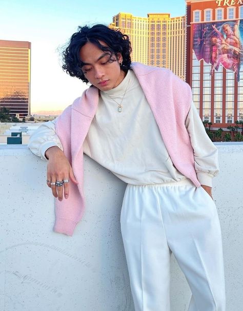 Pastel Male Outfits, Pastel Outfit Men, Outfits For Males, Pastel Outfits Aesthetic, Dora Outfit, Mens Fashion Aesthetic, Aesthetic Valentines Day, Barbiecore Outfit, Pink Sweater Outfit