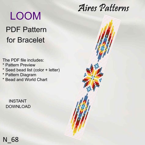 This is an instant DIGITAL download of Miyuki Delica bead Loom bracelet pattern, NOT the finished piece or step-by-step tutorial! Materials are not included  --------- Since this is a PDF file, you can only view it with a compatible program like Acrobat Reader--------- This pattern does NOT include instructions on how to do this stitch. This pdf pattern is intended for users that have experience with loom bead weaving technique. Seed beads: Miyuki Delica 11/0  The PDF file includes: * Pattern Pr Free Native Beading Patterns, Seed Bead Loom Bracelets, Bead Loom Patterns Native, Seed Bead Loom Patterns Free, Loom Bead Patterns, Loom Beading Patterns, Seed Bead Patterns Free, Bead Loom Bracelet, Native American Beadwork Patterns