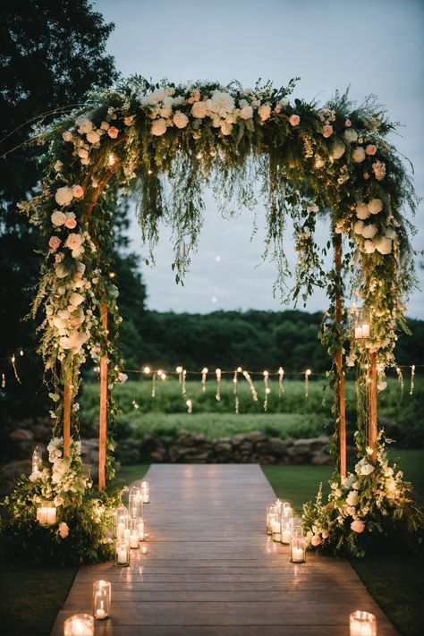 "Enchanting Macrame Arches: Elevate Your Wedding Ceremony Decor" Wedding Decor Ideas Greenery, Decor For Wedding Ceremony, Wedding Decor Outside Ceremony, Wedding Decorations Bohemian, Wedding Arch Elegant, Unique Arch Wedding, Wedding Alter Outside, Unique Wedding Aisle Decor, Aesthetic Wedding Arch