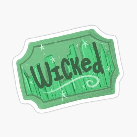 "Wicked the Musical, Green Theatre Ticket" Sticker for Sale by MagicallyStagey | Redbubble Musical Theatre Stickers, Musical Theatre Tattoo, Wicked Drawings, Wicked Poster, Theatre Stickers, Musical Stickers, Theatre Ticket, Ticket Sticker, Green Stickers