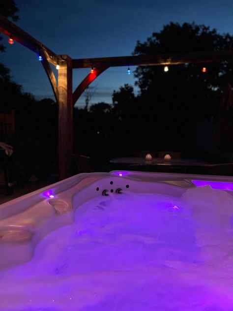 Hot Tub Background, Hot Tub At Night, Night Couple, Future Apartment, Future Apartment Decor, Hot Tub, Night Life, Led Lights