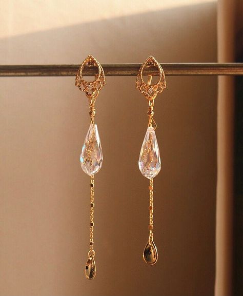 Gold diamond drop earrings