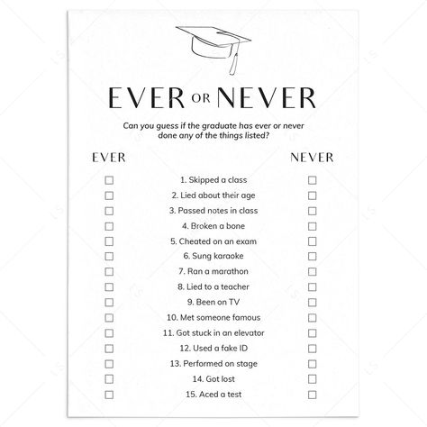 Graduation Party Program Ideas, Grad Party List, Games To Play At Graduation Party, Grad Party Game Ideas, Things To Do At Graduation Party, College Graduation Party Games, Games For Graduation Party, Graduation Games Ideas, Graduation Party Game Ideas