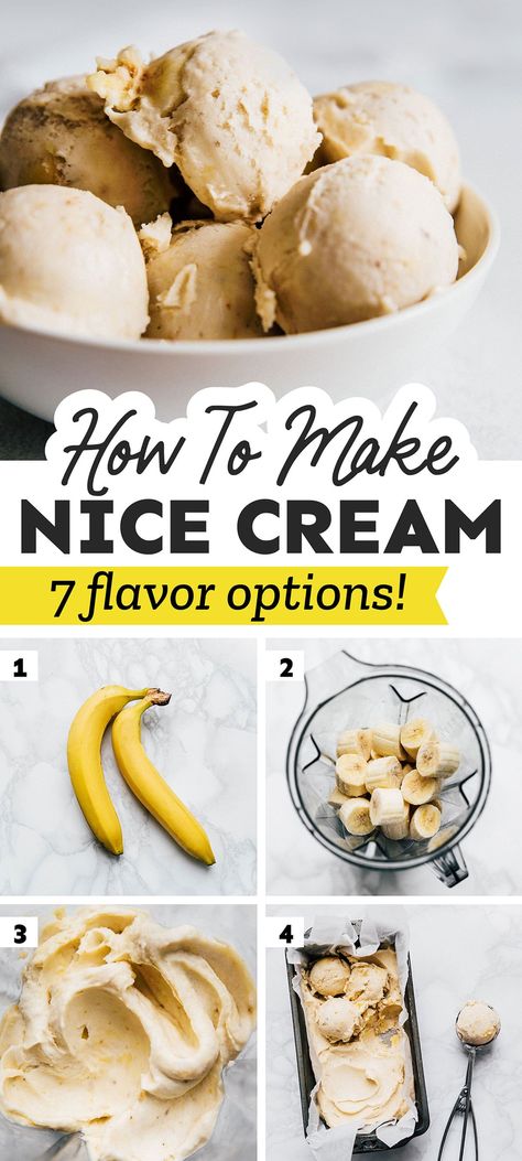 Banana Nice Cream Recipes, Banana Ice Cream Recipe, Nice Cream Recipe, Healthy Ice Cream Recipes, Banana Nice Cream, Healthy Ice Cream, Banana Ice Cream, Summer Dessert Recipes, Vegan Ice Cream