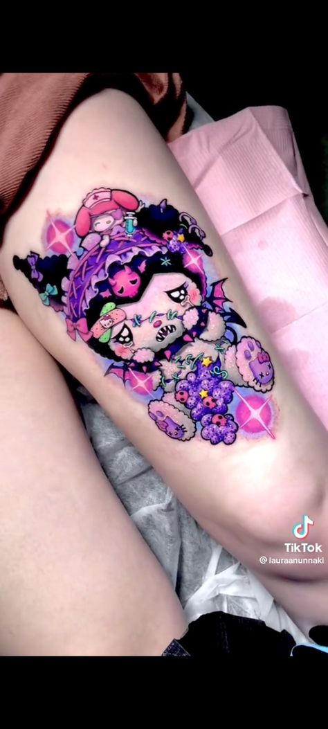 Kawaii Tattoo, Creepy Cute, Tattoo Inspo, Cute Tattoos, Body Art Tattoos, Watercolor Tattoo, Tatting, Body Art, Black And Grey