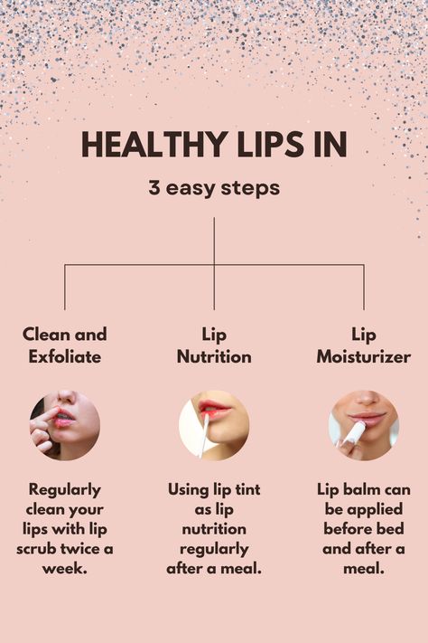 Healthy lips in 3 easy steps Daily Skin Care Routine Steps, Lip Care Tips, Simple Routine, Foundation Tips, Lip Care Routine, Healthy Lips, Diy Lip Balm, Morning Skin Care Routine, Oily Skin Care