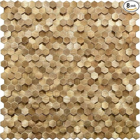 Backsplash Hexagon, Kitchen Backsplash Peel And Stick, Adhesive Wall Tiles, Mother Of Pearl Backsplash, Metal Mosaic, Self Adhesive Wall Tiles, Peel Stick Backsplash, Metal Mosaic Tiles, Stick Tiles