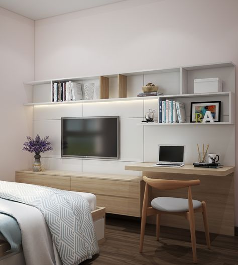 Small Bedroom With Computer Desk, Small Bedroom Ideas With Tv And Desk, Bedroom With Tv Ideas Small Spaces, Small Bedroom With Desk And Tv, Tv Wall Ideas Bedroom Small Spaces, Tv In A Small Bedroom, Bedroom Ideas For Small Rooms With Tv, Desk And Tv In Bedroom, Small Tv Set Up Bedroom