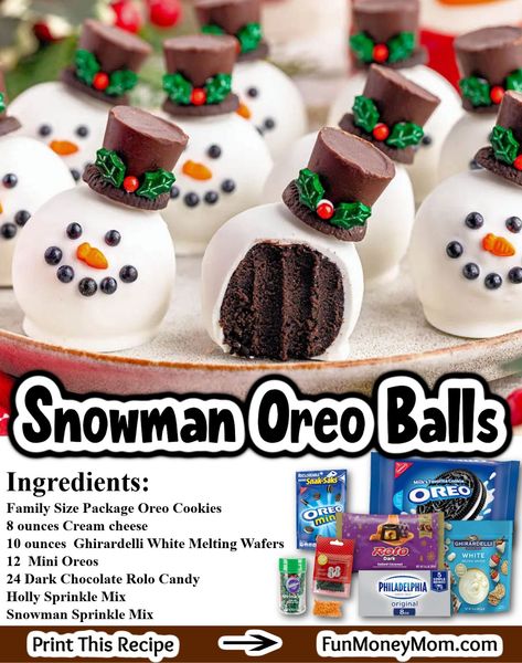 (3) Facebook Snowman Oreo Balls Recipe, Snowman Oreo Balls, Oreo Snowman, Rolo Candy, Christmas Eats, Xmas Desserts, Best Holiday Cookies, Oreo Balls, Holiday Cookie