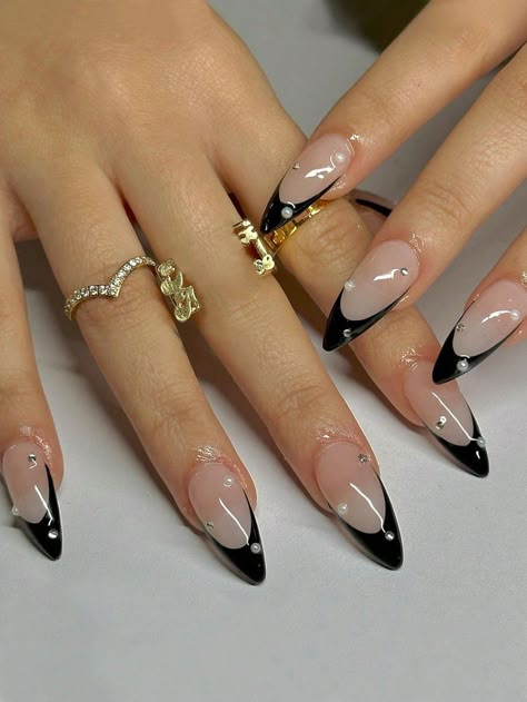 Nails By Analysse, Nagel Tips, Fake Nails With Glue, Pearl Nails, Black French, Nail Art Hacks, Classy Nails, Pretty Acrylic Nails, Nail Extensions