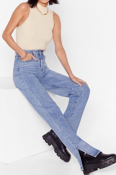 Straight Leg Jeans Outfits, How To Wear Ankle Boots, Now Or Never, Jeans Outfit Summer, Jean Trends, Split Hem, Cut Jeans, Black Skinnies, High Waisted Denim