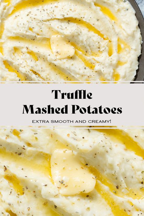 Want to try something new this Thanksgiving or are you just looking for a new fun mashed potatoes recipe? Try these Truffle Mashed Potatoes! They're made with black truffle oil that gives them the luxurious flavor of truffle without having to break the bank buying whole truffles! They're super creamy, fluffy, and so easy to make! Black Truffle Recipe, Truffle Mashed Potatoes, Truffle Oil Recipes, Black Truffle Oil, Mashed Potatoes Recipe, Mushroom Dish, Mashed Potato Recipes, Truffle Recipe, Truffle Oil