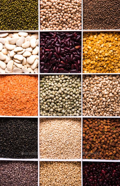 Pulses & Dals by stockimagefactory. Indian Beans,Pulses,Lentils,Rice and Wheat grain in a white wooden box with cells, selective focus. #Sponsored #Beans, #Indian, #Rice, #Lentils Indian Pulses, Grains Photography, Whole Grains, Grain, Grains In Small Places, Beans Food Photography, Rice Grain Photography, Different Types Of Grains, Cereals And Pulses