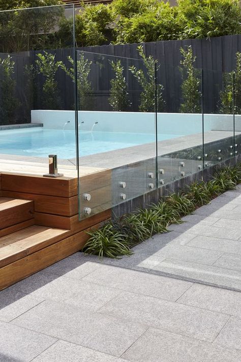 Above Ground Pool With Fence, Backyard Redesign, Raised Pools, Pool Fences, Pool Inspiration, Swim Spas, Glass Fence, Plunge Pools, Glass Pool