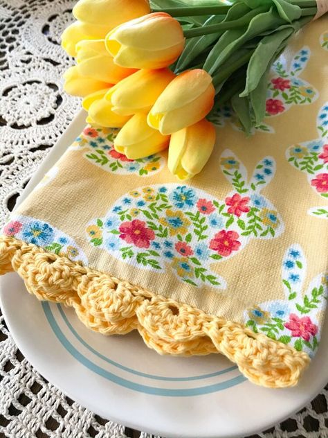 Crochet Edging Tutorial, Crochet Shell Stitch, Crocheting Ideas, Crochet Edging Patterns, Crochet Towel, Vintage Ideas, Crochet Kitchen, Crochet Needles, Crochet Borders