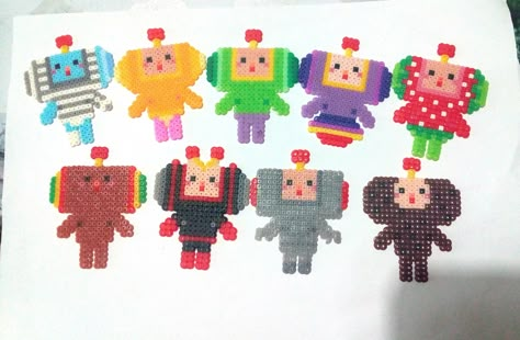 Katamari Damacy Perler Beads, Bead Figures, Hama Bead Ideas, Katamari Damacy, Perler Bead Designs, Perler Ideas, Kandi Patterns, Hama Bead, Perler Bead Ideas