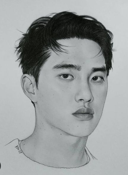 Do Exo Smile, Kyungsoo Drawing, K Pop Drawings, Kpop Sketchbook, Exo Sketch, Idol Drawing, Dress Drawing Easy, Exo Drawing, Practice Sketching