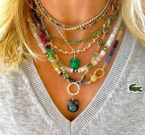 Big Jewelry Necklace, Layered Gemstone Necklace, Boho Gold Jewelry, Surf Jewelry, Ocean Inspired Jewelry, Preppy Jewelry, Earthy Jewelry, Handmade Crystal Jewelry, Mens Rings Fashion