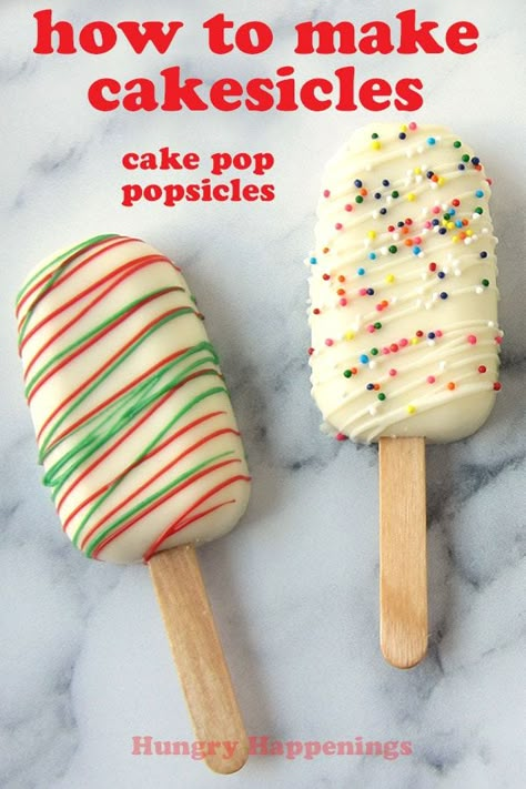 Learn how to make cakesicles. See a video plus step-by-step images for making these popsicle shaped cake pops at HungryHappenings.com. #cakesicles #cakepops #cake #chocolate Cake Pop Popsicles, Popsicle Cake Pops, Shaped Cake Pops, Popsicle Cake, Cake Pops Recipe, Popsicles Cake, Cakes To Make, Cake Ball, Smores Cake