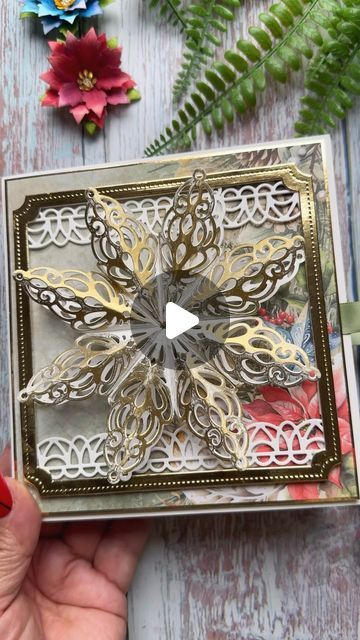 Rajni Chawla on Instagram: "With delicate hands and hearts aglow, we adorn this box with love, a testament to the magic of Christmas and the warmth it brings to our souls.  Designed for Elizabeth Craft Designs using Joyous Christmas Collection. Here is the complete list of supplies used:   2157 Joyous Ornament-Star 1  2155 Joyous Ornament -Round  2152 Lace Flowers  2153 Holly Greenery  2151 Florals 29  CS358 Joyous Christmas Stamp Set  SKU 1698 Stitched Indented Square   ❤️ Save the video for future inspiration   ❤️ Leave me some comment love if you got inspired to create one for your loved ones.   # ChristmasMagic  #handmadejoy #christmasgifts #handmadewithlove #handmadelove #papercrafting #papercrafts #christmastime #happy-holidays #elizabethcraftdesigns #handmadeflowers #diypaperflowers Rajni Chawla, Delicate Hands, Future Inspiration, Elizabeth Craft Designs, Elizabeth Craft, The Magic Of Christmas, Magic Of Christmas, Craft Design, Christmas Stamps