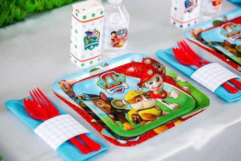 Paw Patrol Table Setup, Birthdays Crafts, Paw Patrol Party Decorations, Paw Patrol Printables, Kids Table Set, Kids Party Inspiration, Prince Birthday Party, Paw Patrol Birthday Cake, Kids Party Planner